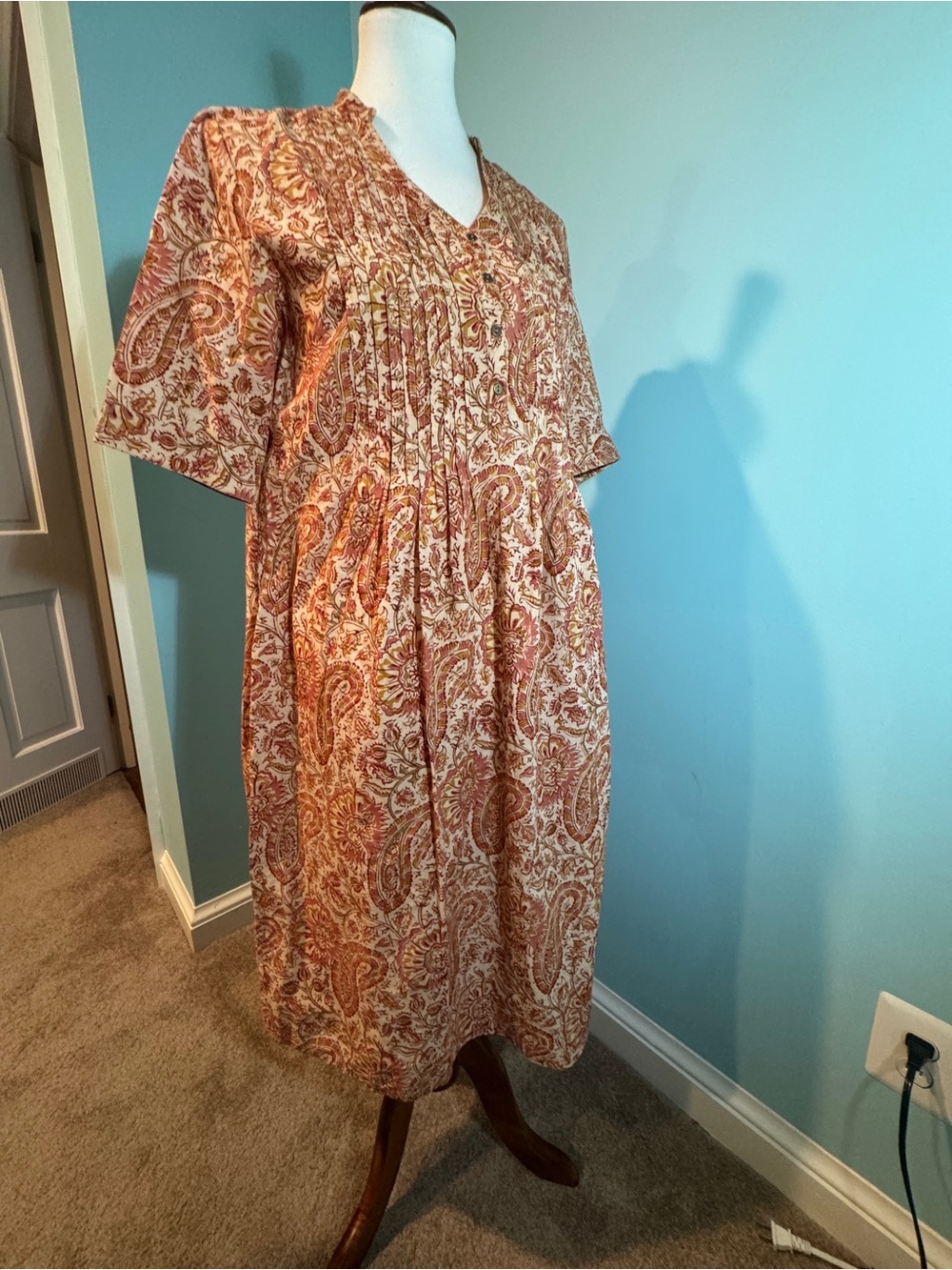 Rust & Cream Paisley Floral dress